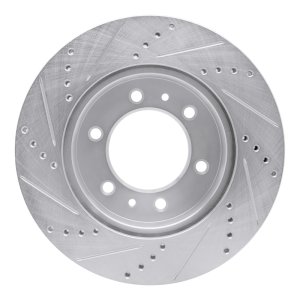 Hummer H3T Brake Rotor (1) - Front Right - R1 Concepts - Drilled & Slotted - Silver - `06-`10